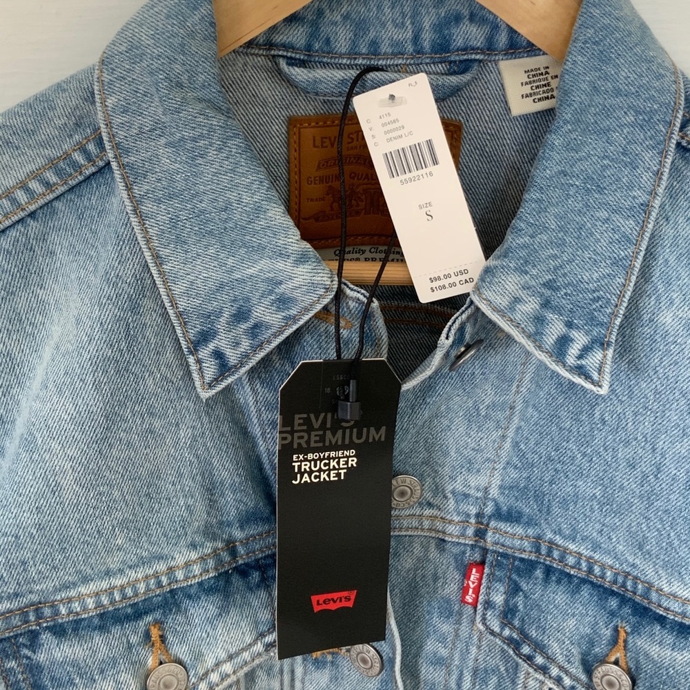 LEVI’S Ex-Boyfriend Denim Trucker Jacket Sz S - Picture 4 of 6